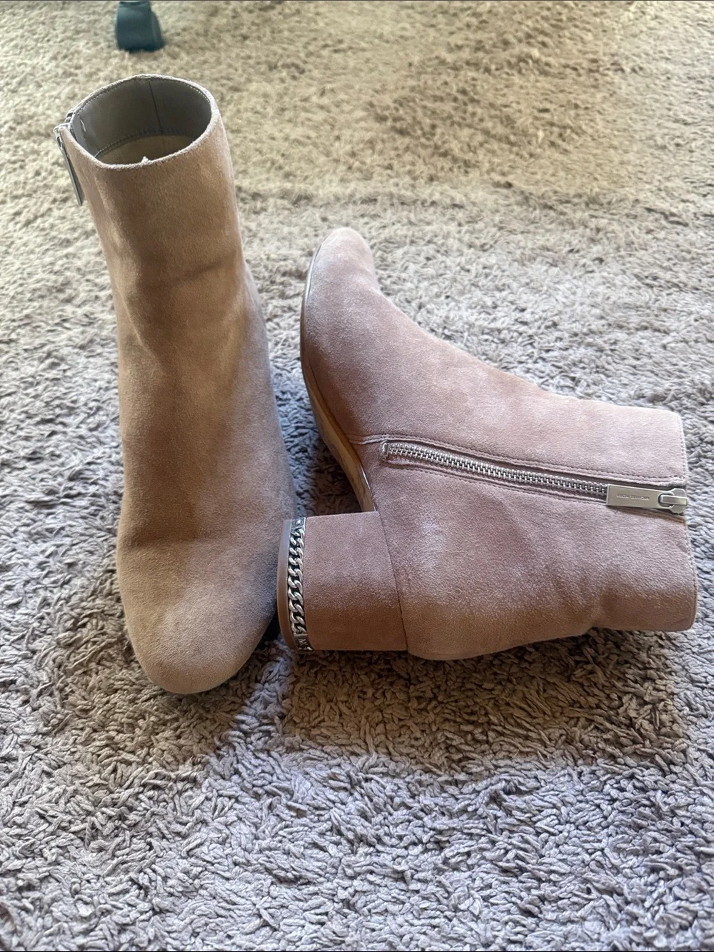 Michael Kors Tan Suede Ankle Boots with Silver Detail